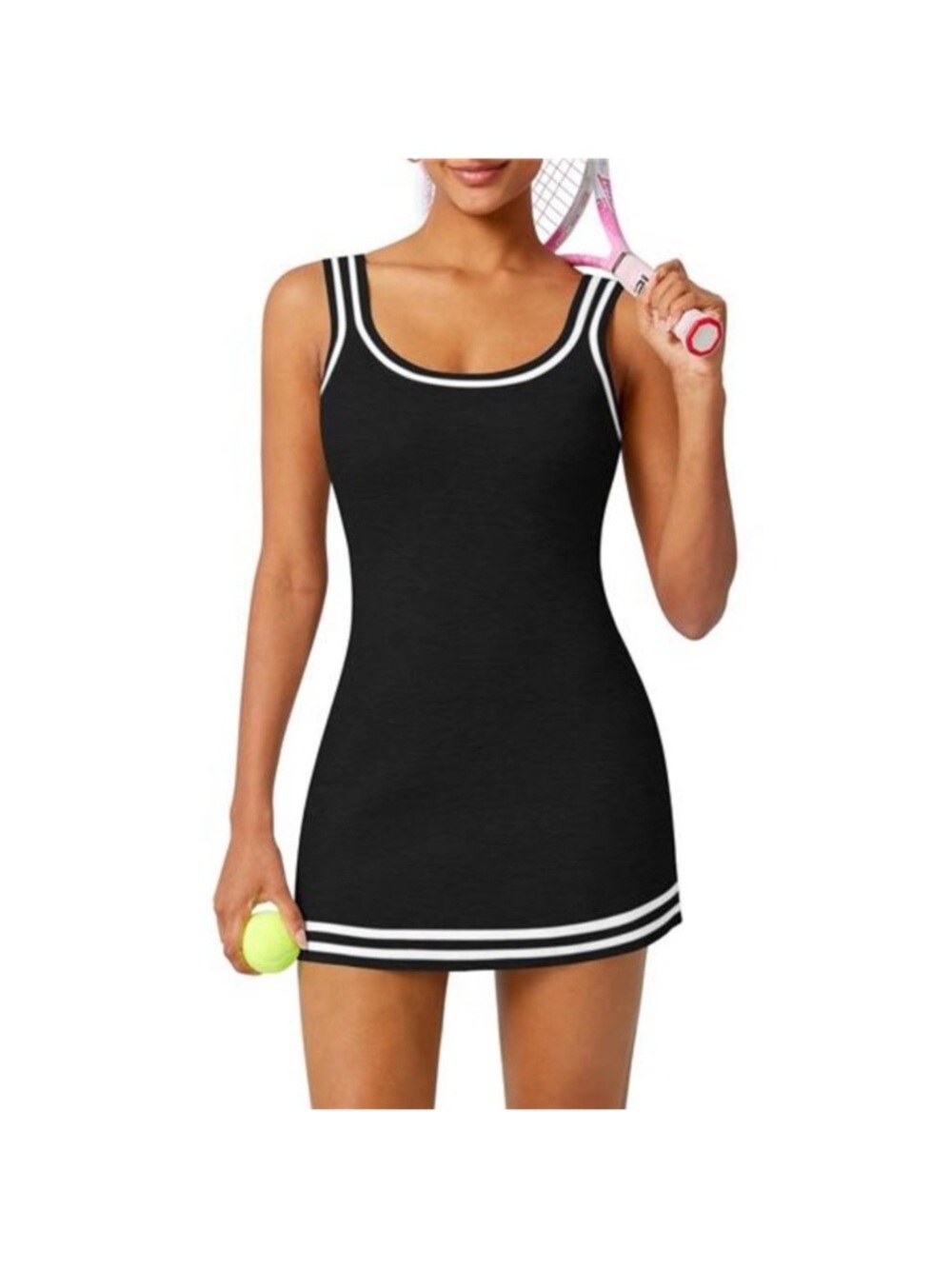 Tennis Dress for Women Athletic Striped Knitted Sweater Tank Mini Active